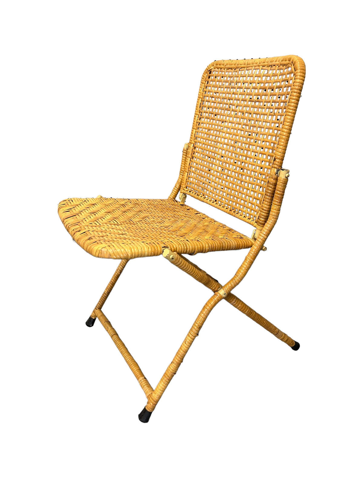 6 Vintage Folding Woven Cane Chairs