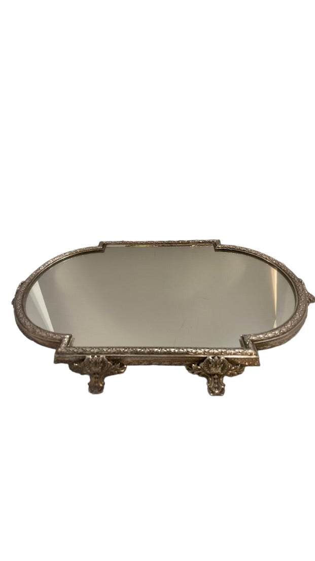 Oval Silver Plate Footed Plateau