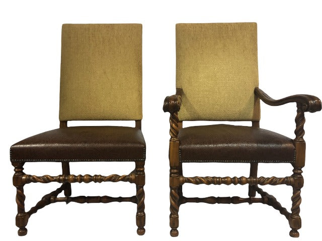 Set of 10 / Leather Tooled Chairs