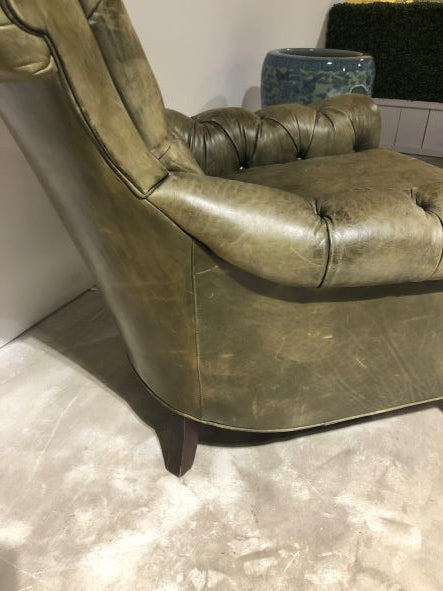 Vintage Green Tufted Leather Chair