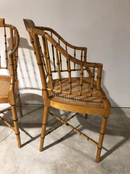 Pair of Faux Bamboo Barrel Chairs by Baker