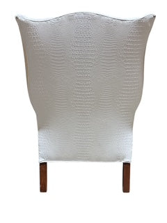 White Faux Leather Wing Chair with ottoman