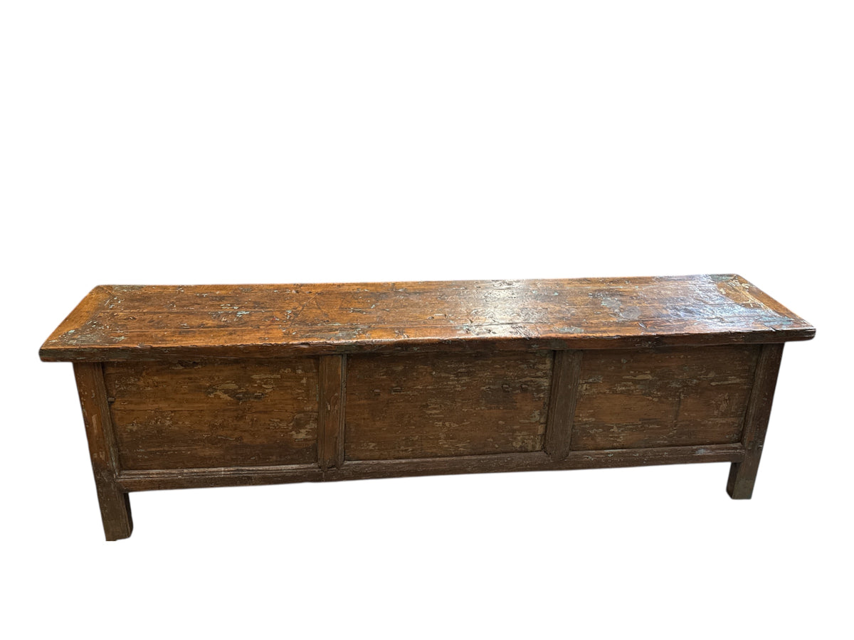 Asian Style Low Vintage Bay Window Bench, Hallway Pew or Table