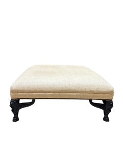 Large Square Raffia Style Ottoman
