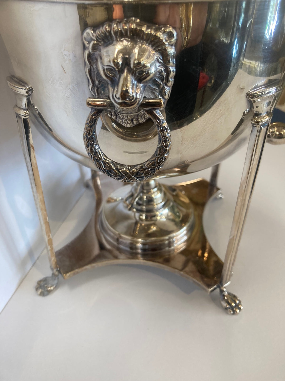 Silver Plate Hot Water Kettle on Stand With Warmer