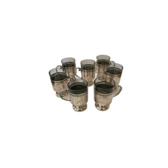 S/7 Coffee Cups With Silver Plate Holders