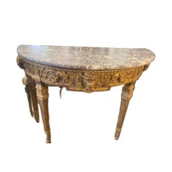 Gilt Wood With Marble Top Console