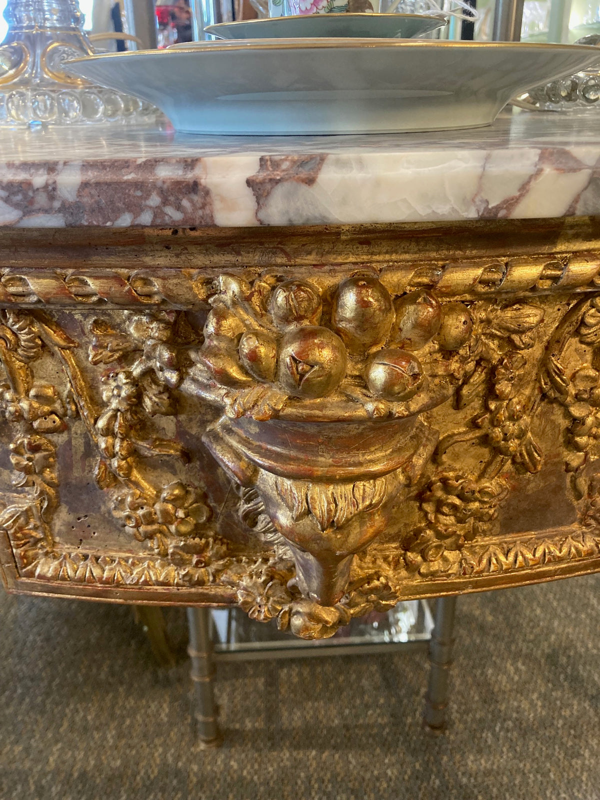 Gilt Wood With Marble Top Console