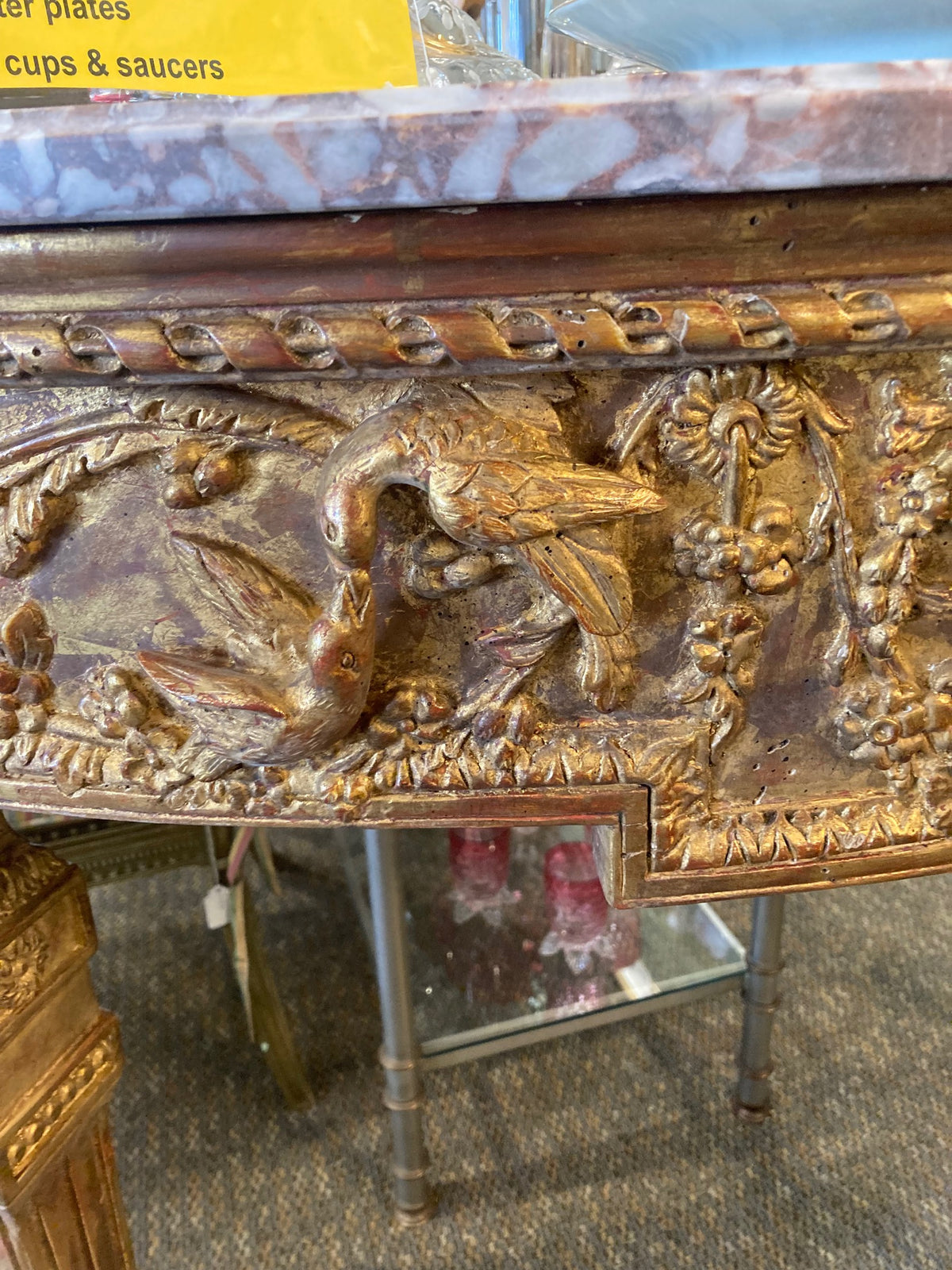 Gilt Wood With Marble Top Console