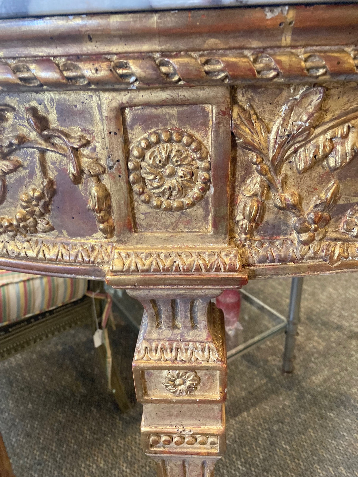 Gilt Wood With Marble Top Console