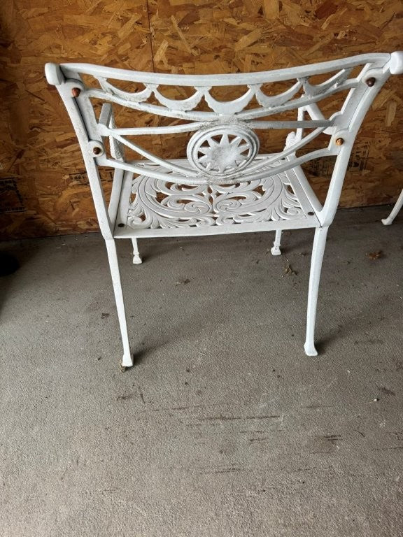 Pair Neo Classical Star and Dolphin Garden Chairs in Style of Kenneth Lynch
