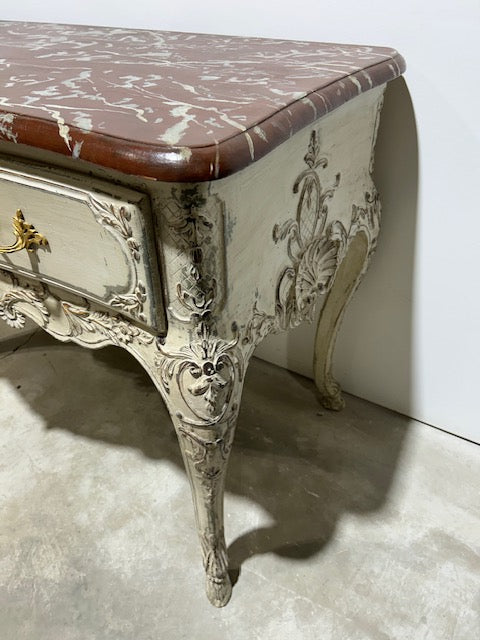 Console with Peint Finish and Faux Marble Top