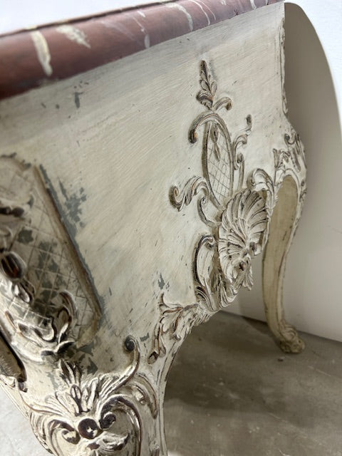 Console with Peint Finish and Faux Marble Top