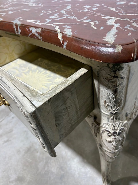 Console with Peint Finish and Faux Marble Top