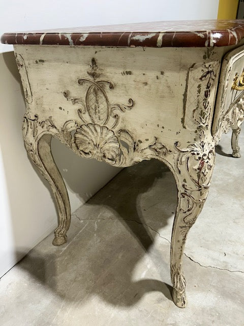 Console with Peint Finish and Faux Marble Top