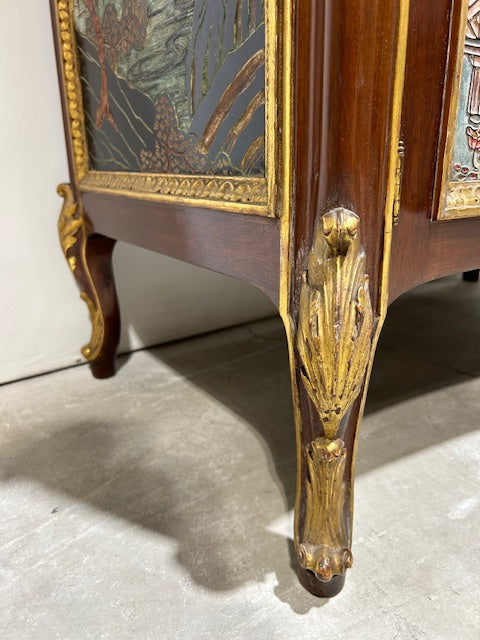 Pair of Chinoiserie Commodes with Blue Marble Top