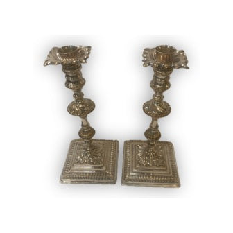 Pair Silver Plate 12" Elaborate Candlesticks