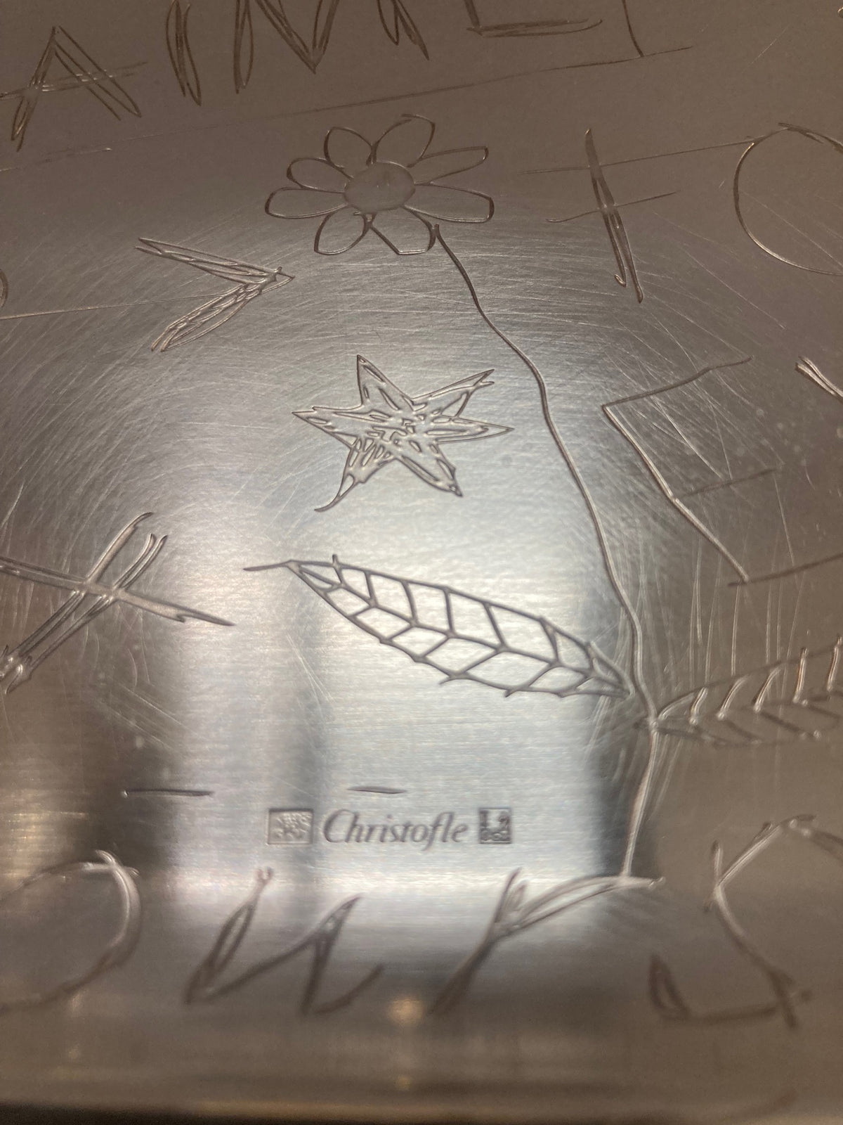 Christofle Silver Plate "Graffiti" Tray