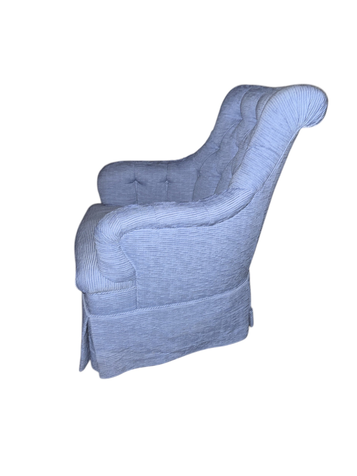 Pair Blue Tufted Back Upholstered Chairs
