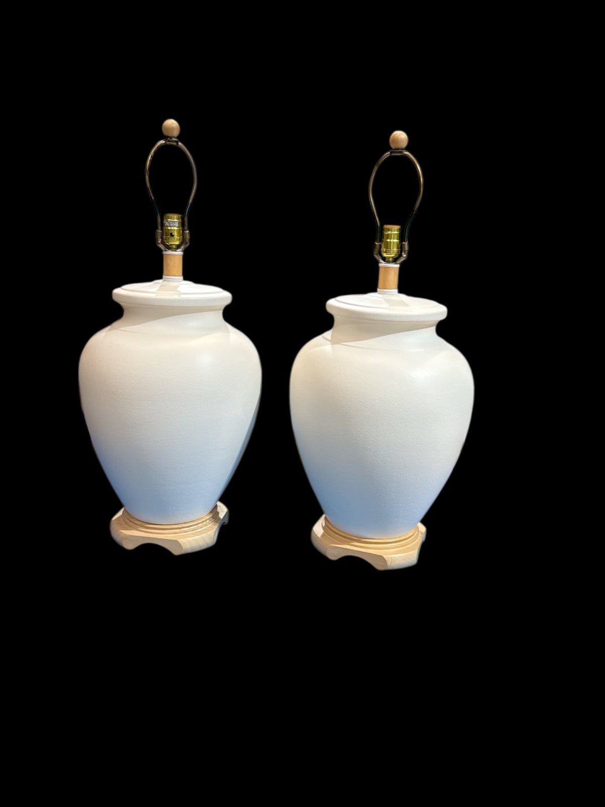 Pair Large White Glaze Ceramic Lamps