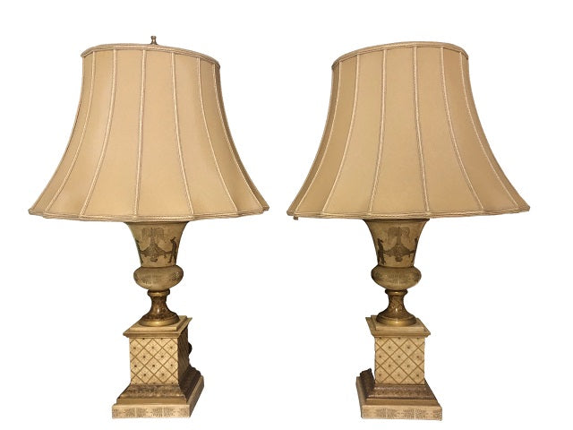 Pair Tole Lamps with Shades