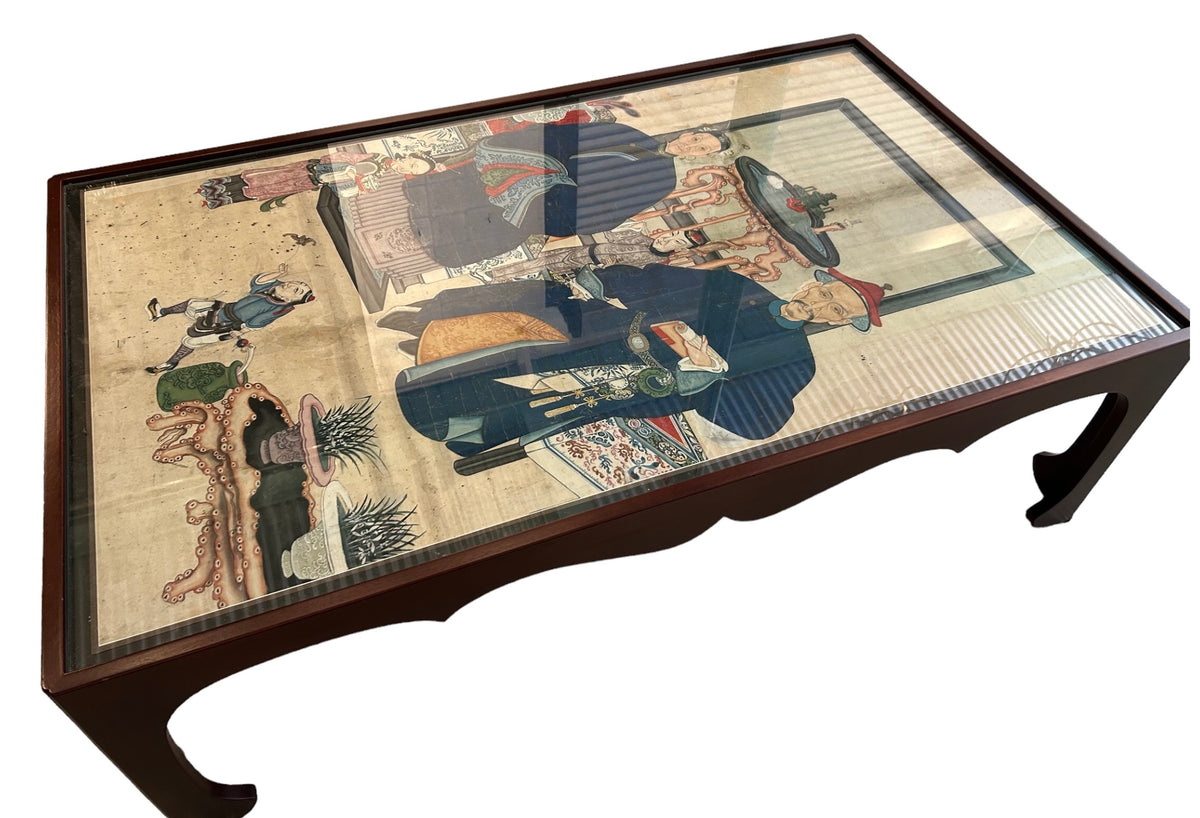 Asian Scroll Topped Coffee Table