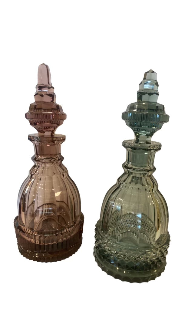 Pair Colored Decanters