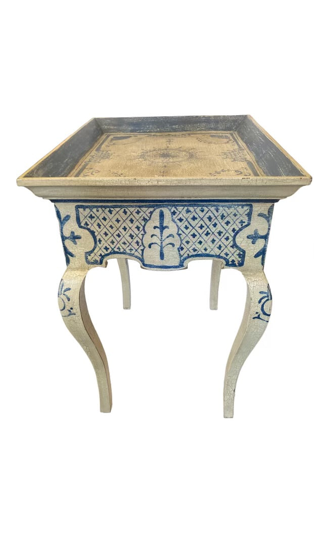 Blue & White Painted Side Table
