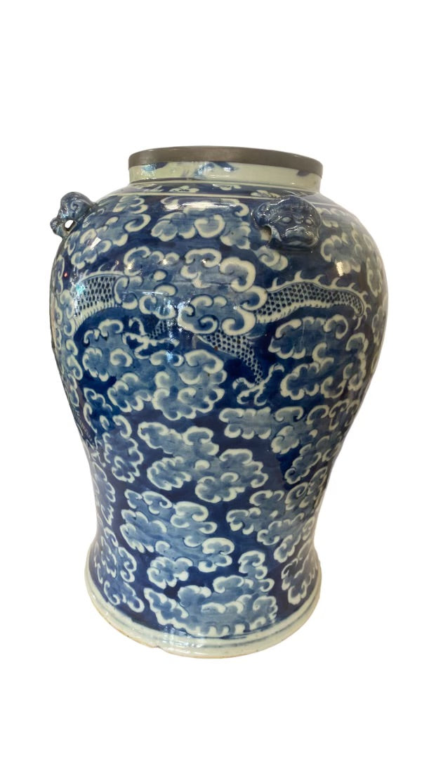 Antique Blue & White Porcelain Baluster Jar