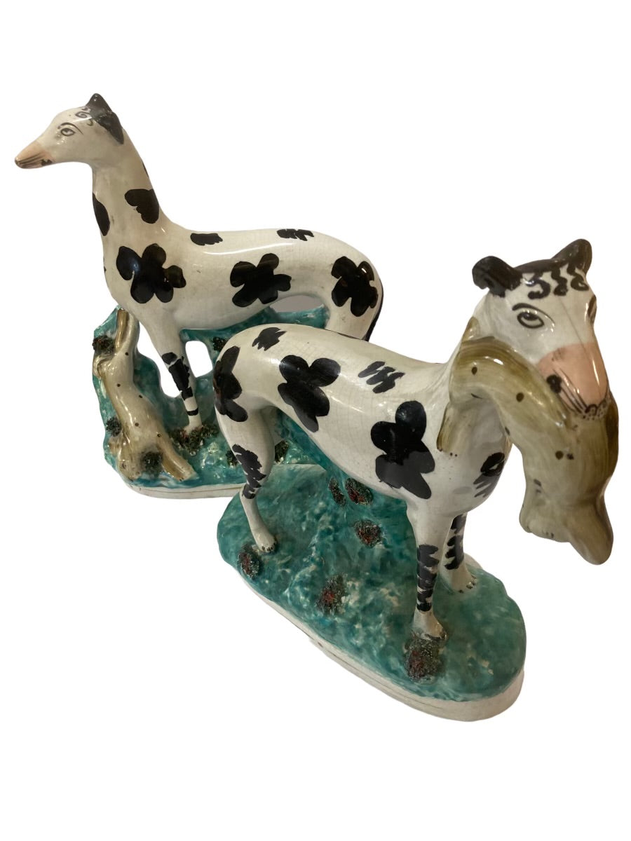 Pair 19th c Staffordshire Dogs