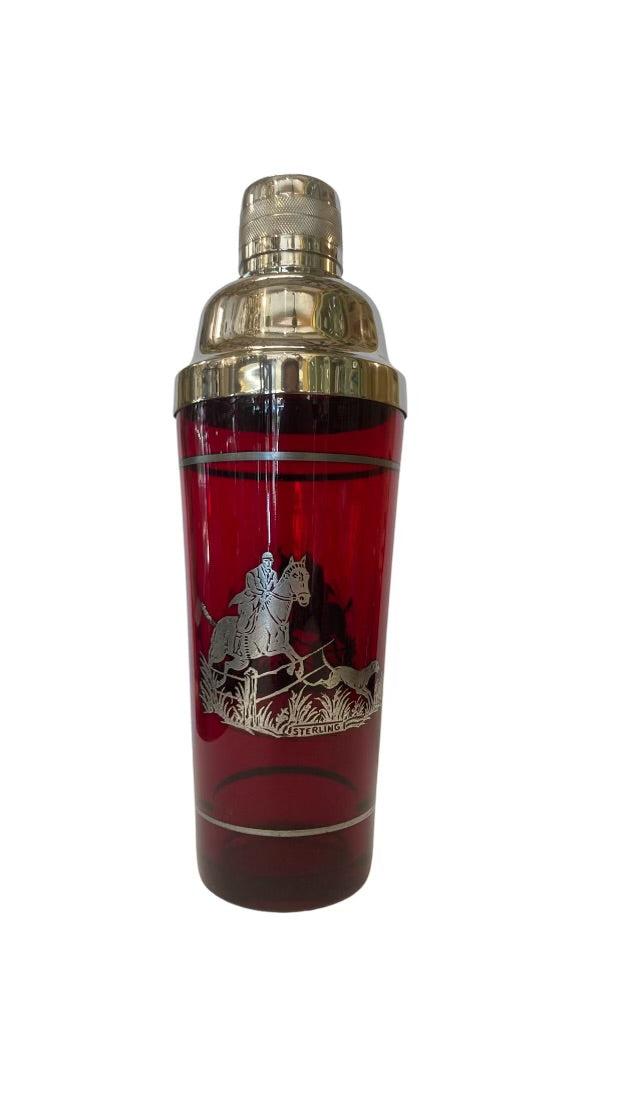 Red Equestrian With Sterling Silver Cocktail Shaker