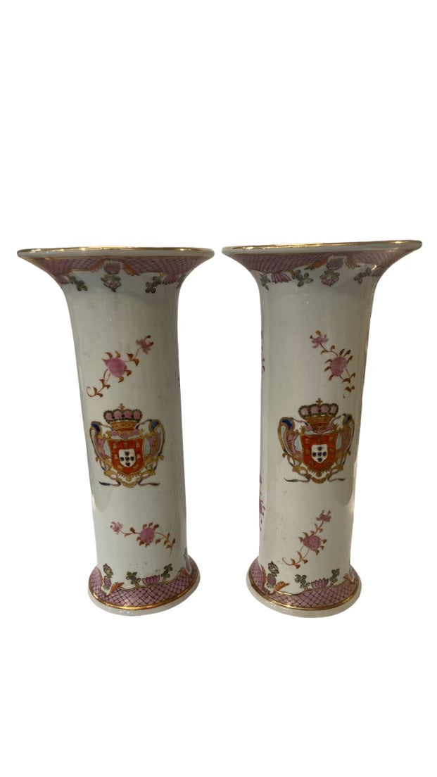 Pair Armorial Vases