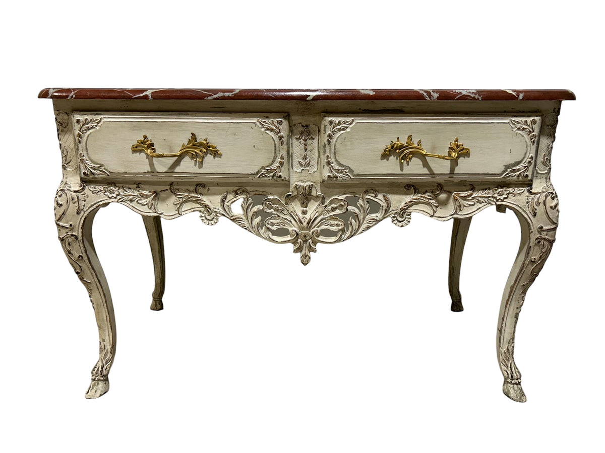 Console with Peint Finish and Faux Marble Top