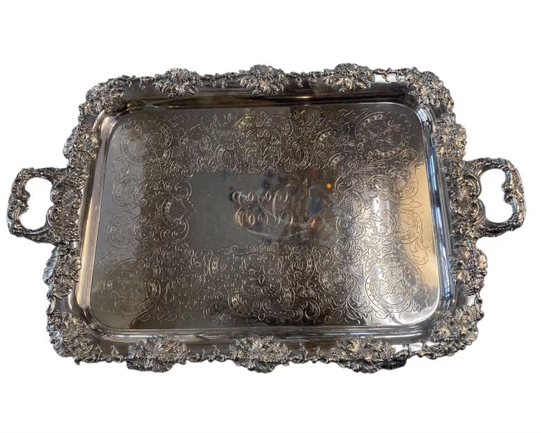 Gorham Silver Plate Footed Tray With Handles