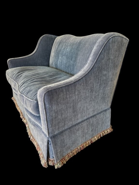 Antique Wood Frame Upholstered Over Settee