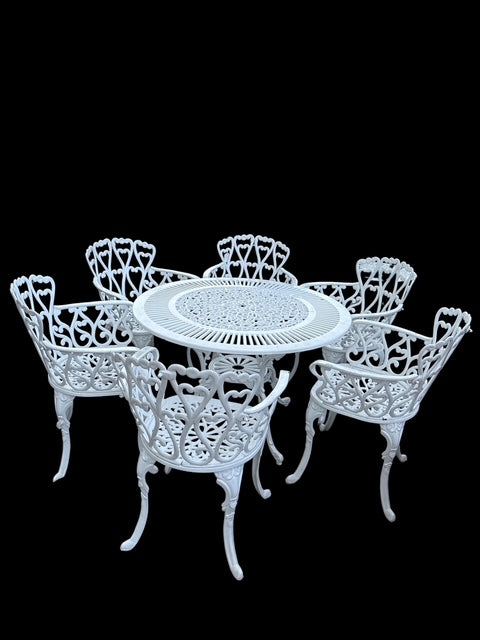 Outdoor Cast Metal Patio Set Table and Four Chairs