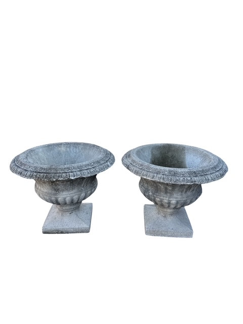 Pair Cast Stone Urns