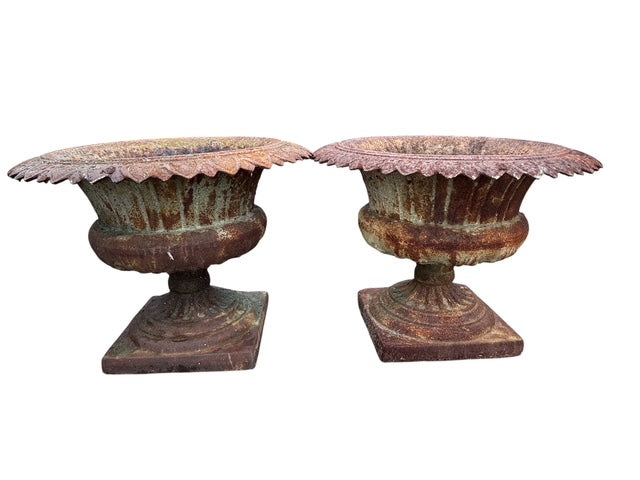 Pair Antique Iron Planters
