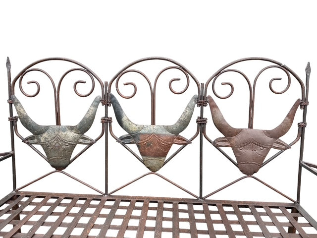 Bull Head Metal Bench