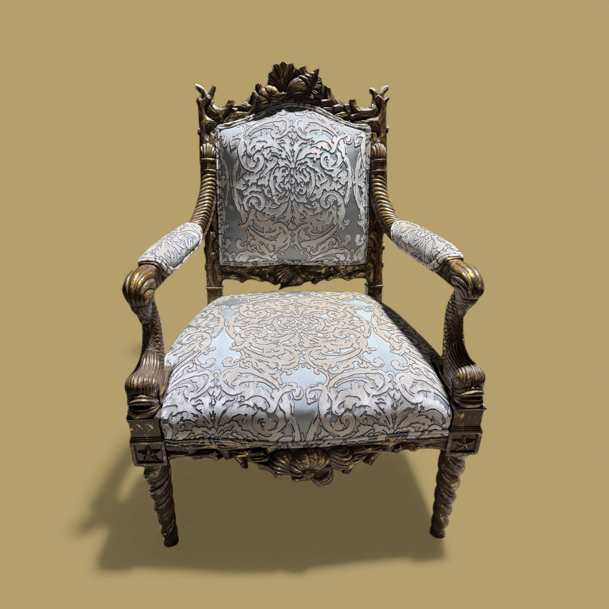 Fancy Carved Shell Frame Arm Chair