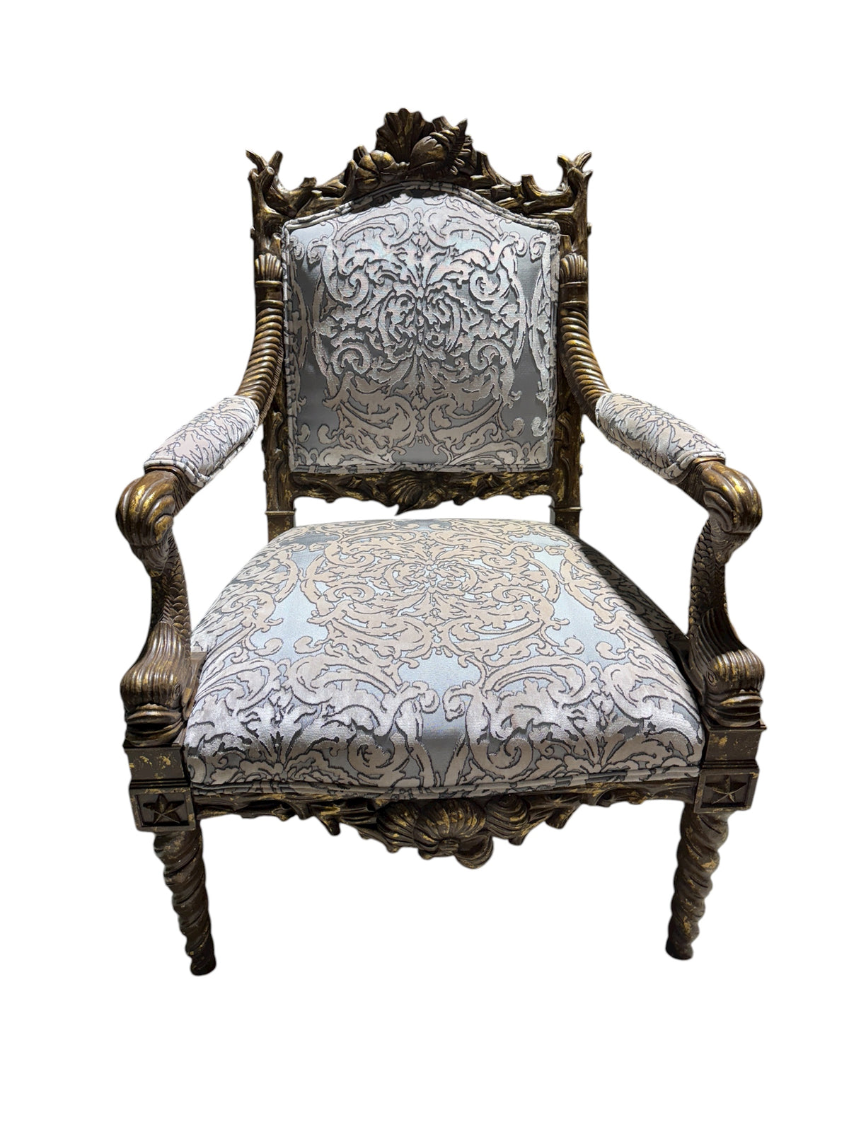 Fancy Carved Shell Frame Arm Chair