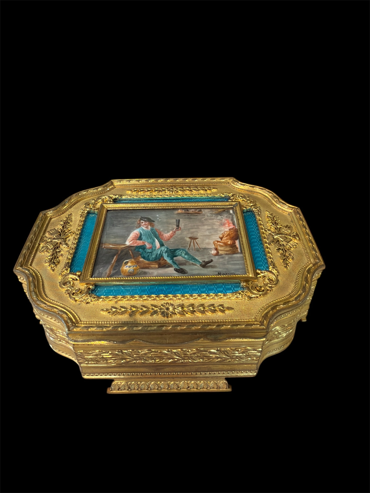 Antique French Gilt Bronze Jewelry Box