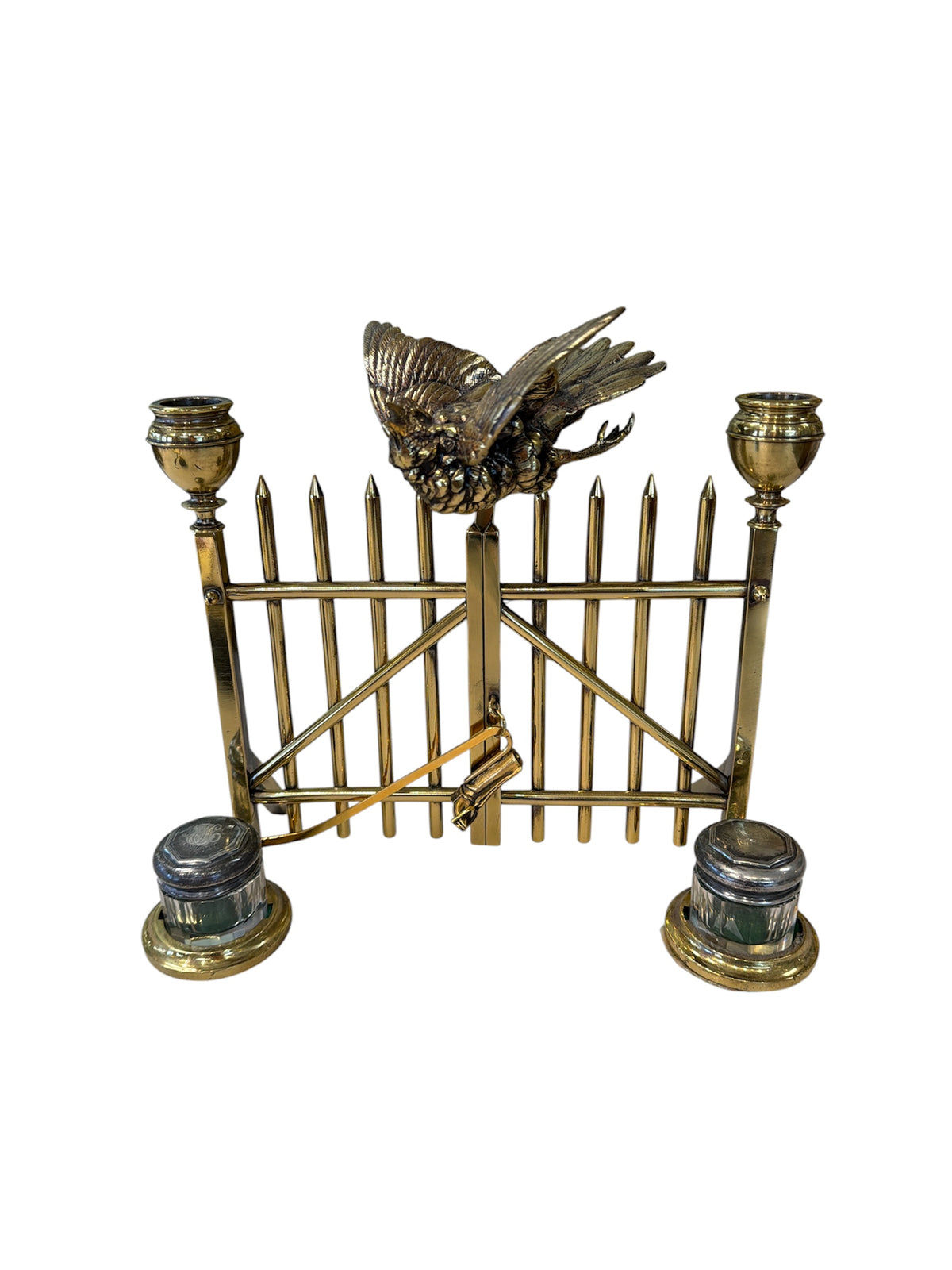 Brass Inkwell With Bird