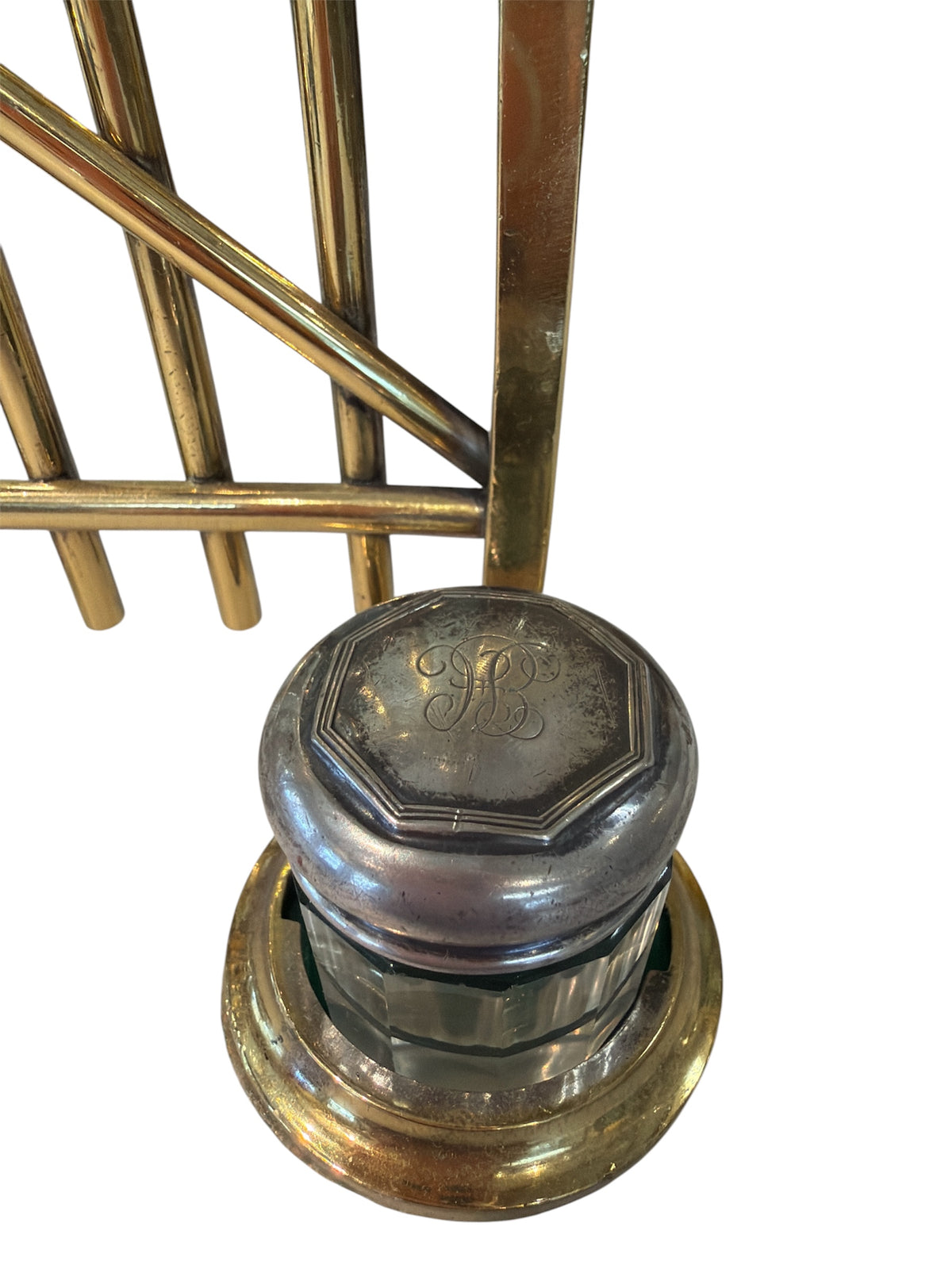Brass Inkwell With Bird