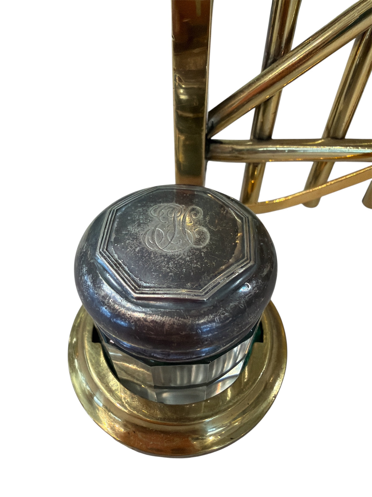 Brass Inkwell With Bird