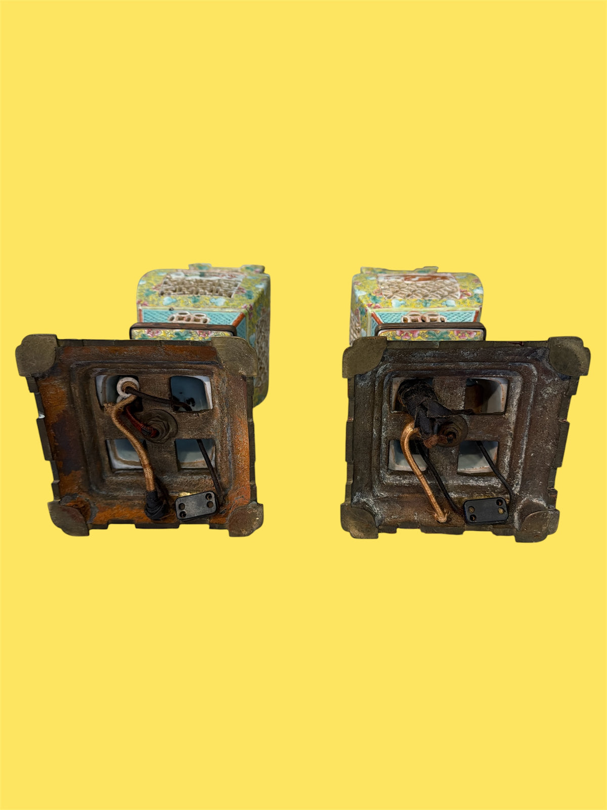 Pair Famille Verte Wedding Lantern/ Vases