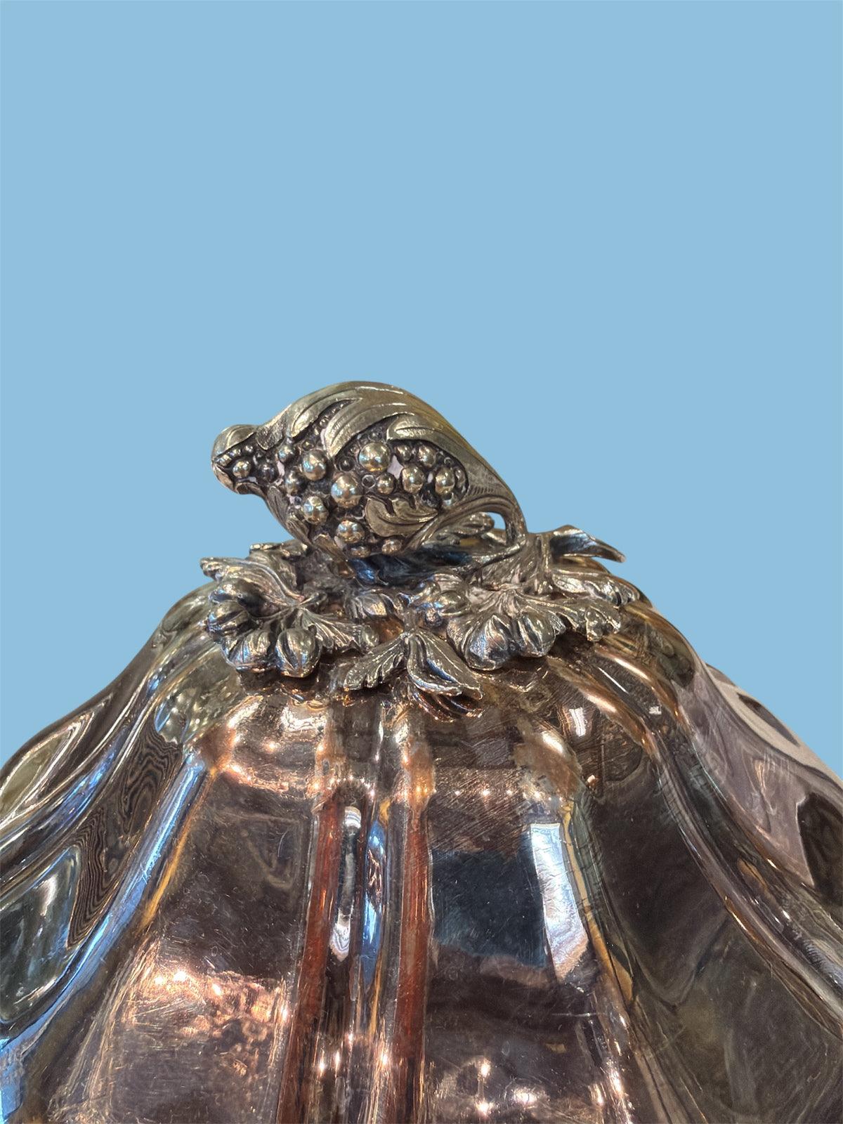Pair Silver Plate Servers with Vegetable Finials