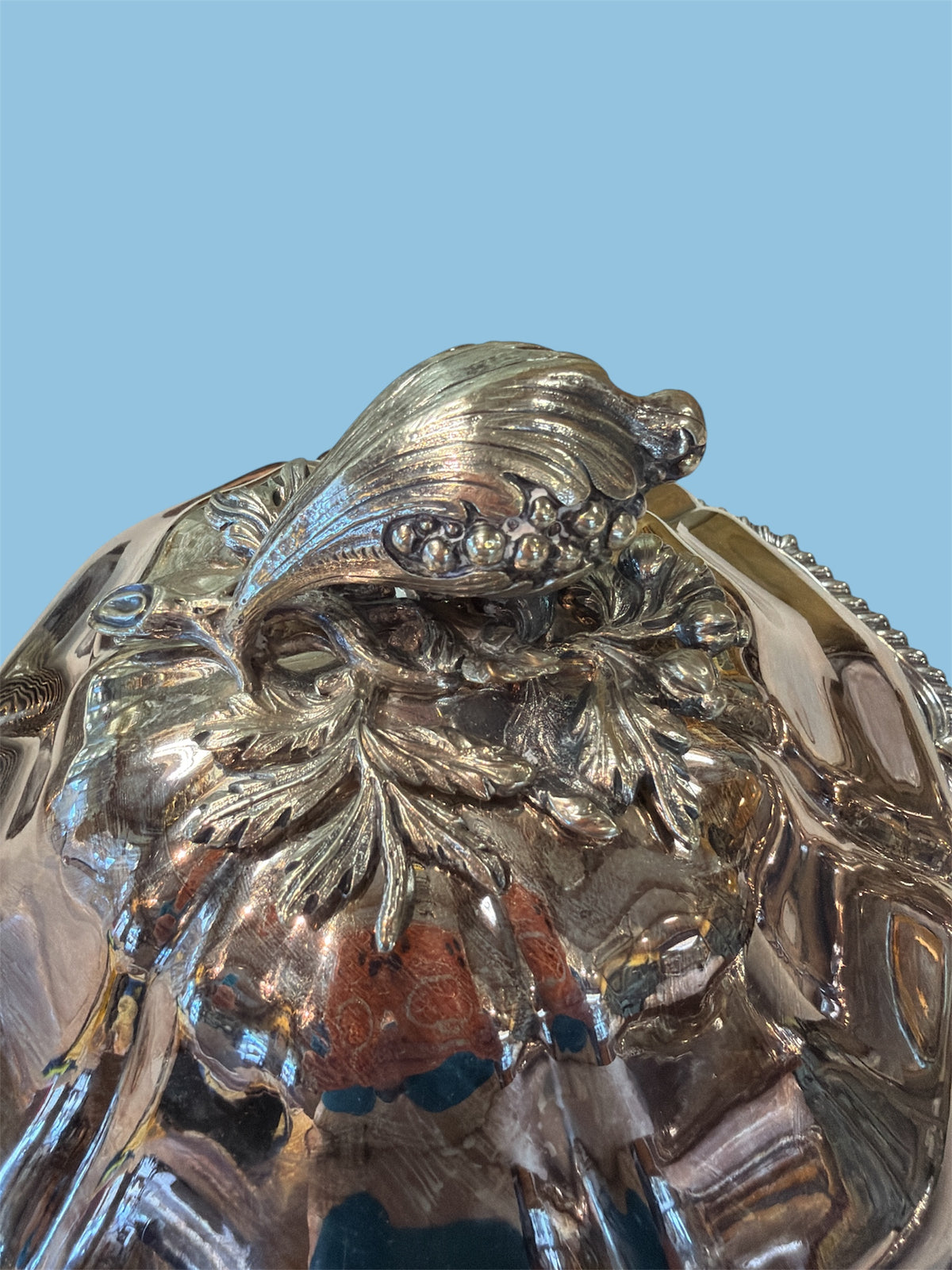 Pair Silver Plate Servers with Vegetable Finials