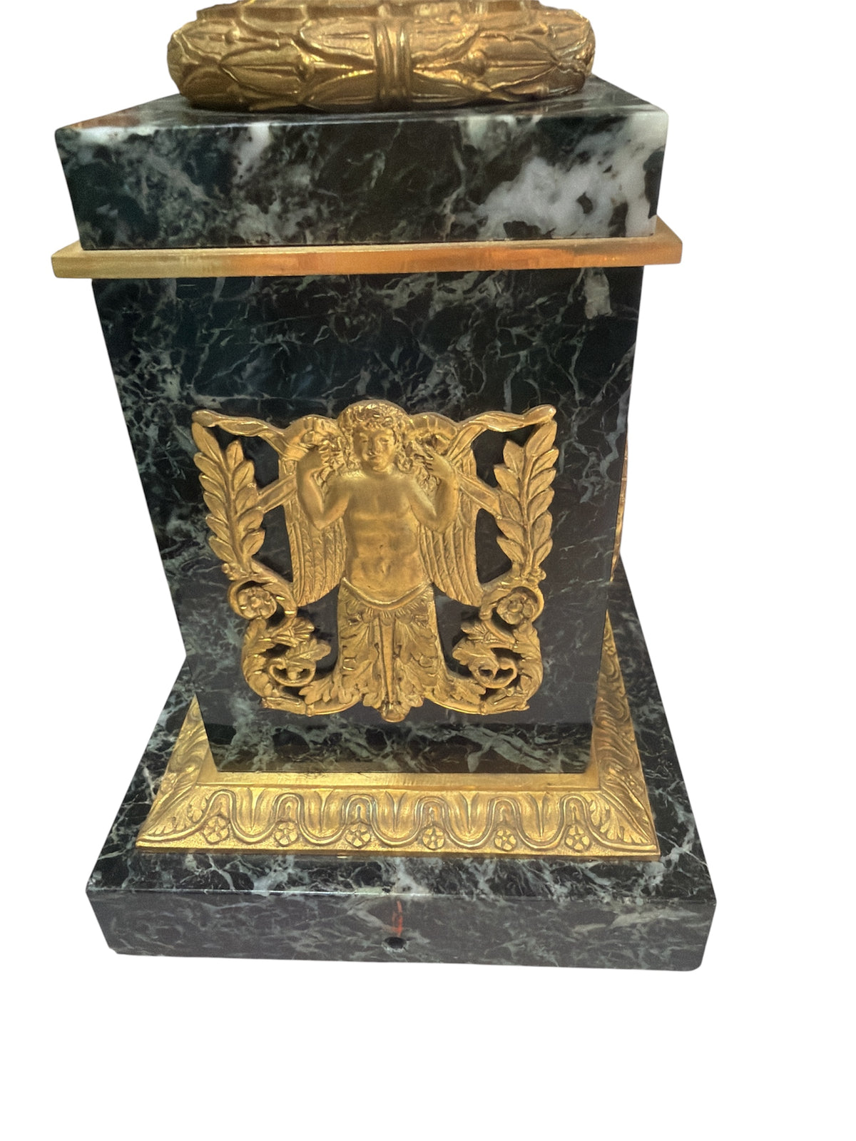 Pair Crystal and Bronze Mounted Urns Marble Bases