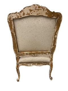 Fauteuil with Distressed Painted Wood Frame